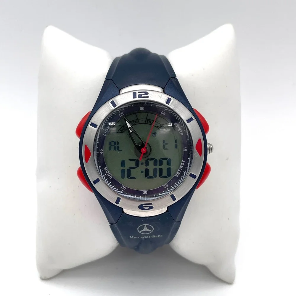 Mercedes-Benz Sport Watch Men OS Blue Good Vintage Y2K Ana-Digi 100M Sport